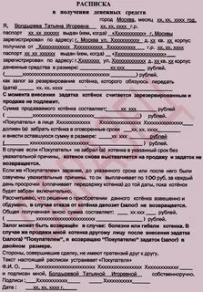 Примеры расписки кратко