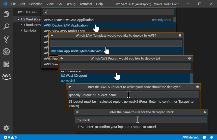 Vs code tools. AWS Toolkit. Vs code deployment.