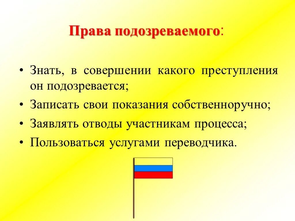 Полномочия подозреваемого. Подозреваемые и обвиняемые имеют право