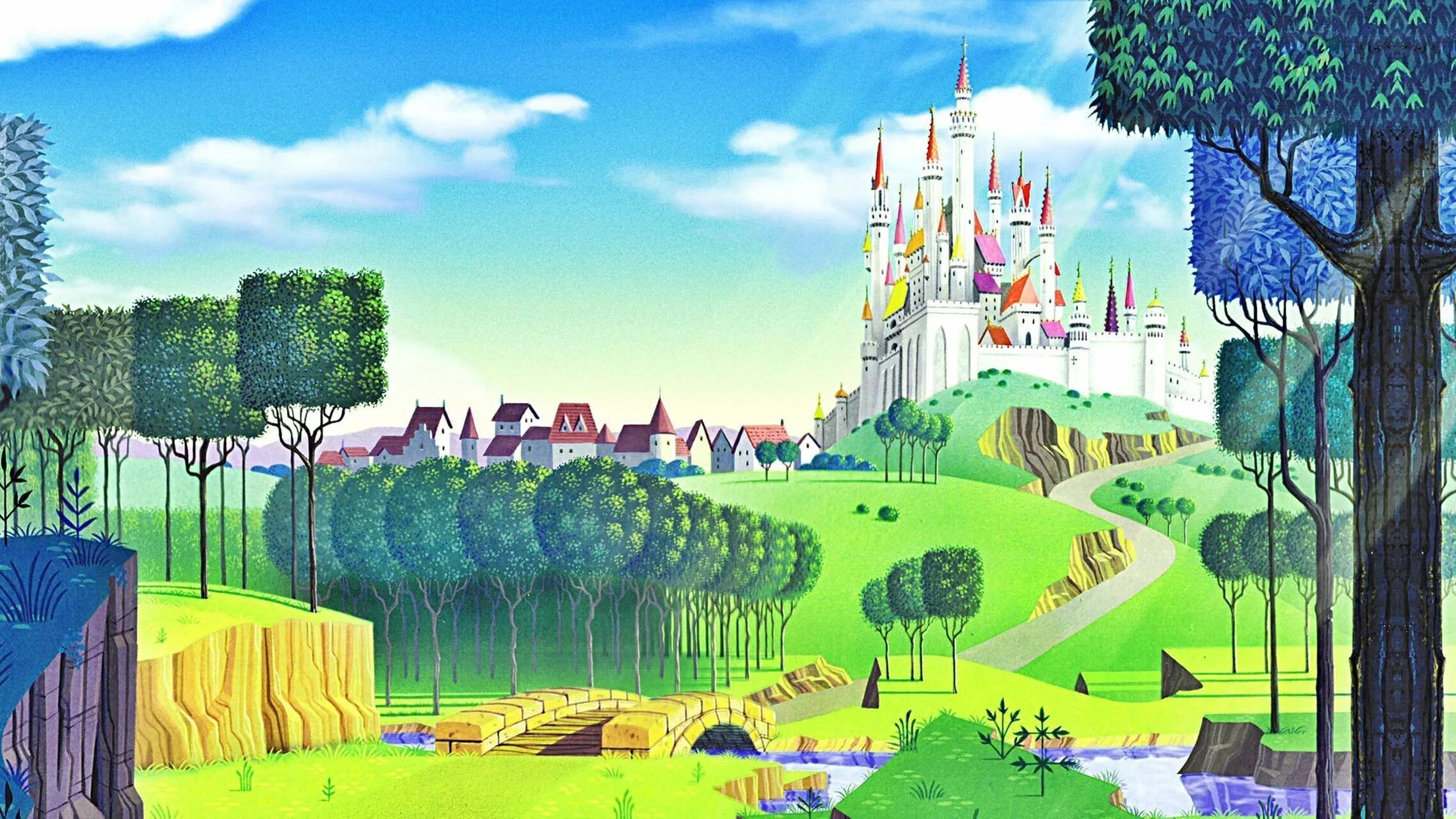 Картинка сказочная страна. Уолт Дисней сказочный фон. Disney "дворец Софии прекрасной". Дворец Уолт Дисней.