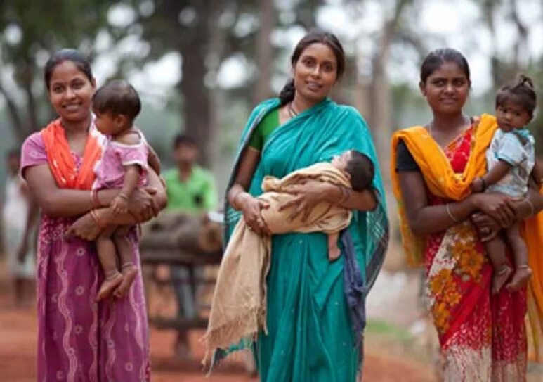 Mother India. Village mothers. Indian mother and Baby. Village women