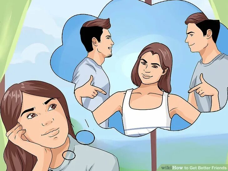 How friends have you got. Девушка выбирает парня. Соблазнение WIKIHOW. Девушка выбирает между двумя парнями рисунок. Иллюстрация выбор женщина.