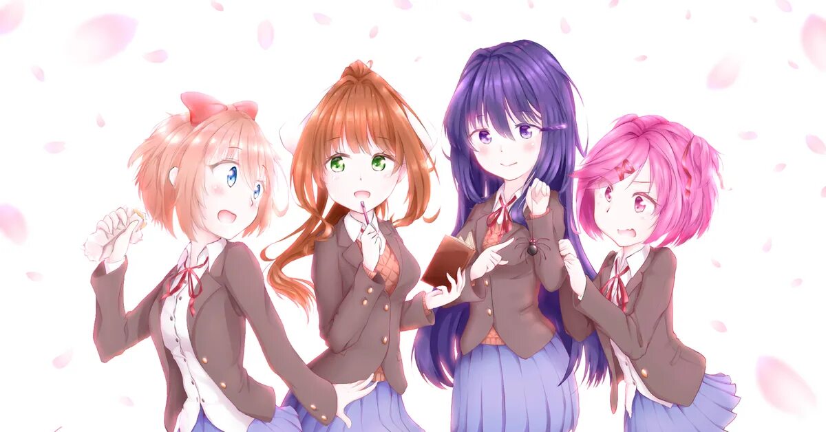 Доки доки новая игра. Doki Doki Literature Club. Юри и Нацуки. Доки доки литературный клуб арты. САЕРИ.