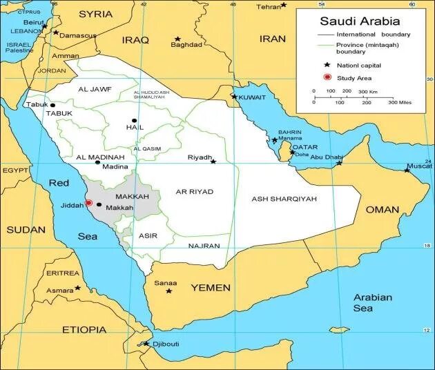 Столица Саудовской Аравии на карте. Карта полуострова Саудовской Аравии. Сауд Аравия столица на карте. Мекка и медина на карте