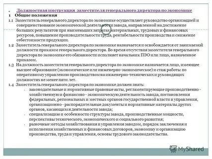Должность заместитель коммерческого директора