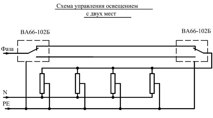 Схема управления освещением трех. Коридорная схема освещения с тремя выключателями. управление светом с 3 мест схема. схема управления освещением с 2 мест. коридорная схема освещения с двумя выключателями.