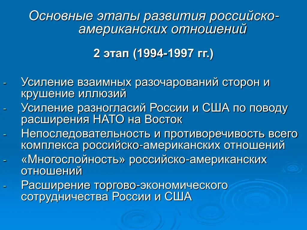 Этапы отношения россии и сша