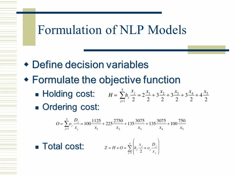 Ordering cost. Formulate в пассивной форме. Nonlinear Programming. Formulate the task. The objective function in RL.