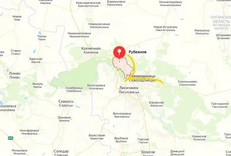 Рубежное на карте лнр