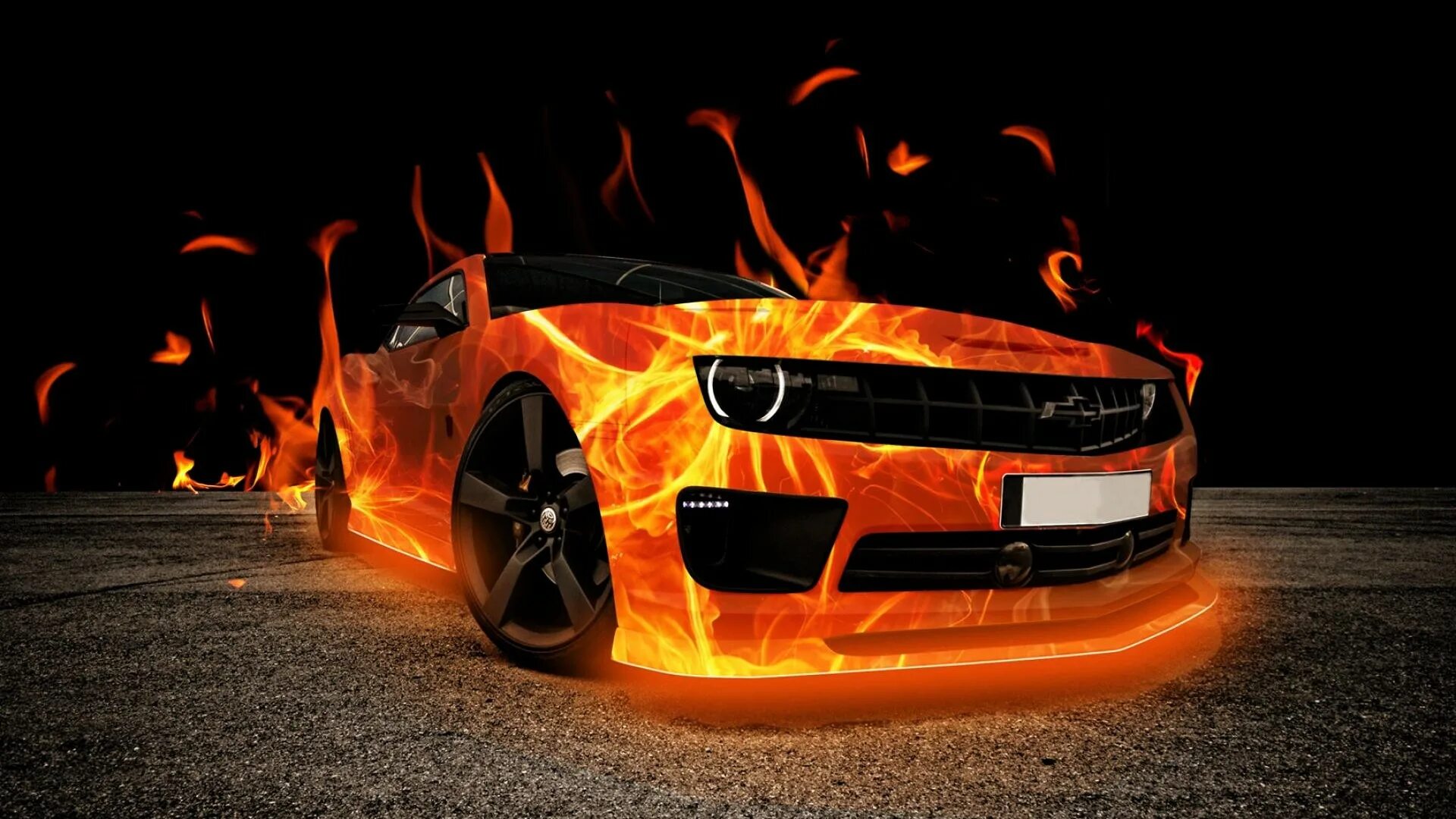 Огненный Шевроле Камаро. Авто на заставку. Крутые Тачки. Автомобиль в огне.