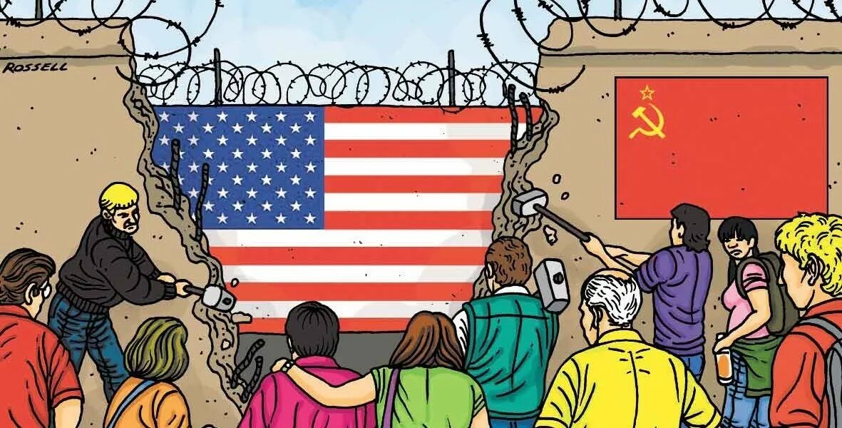 Железный занавес. Падение Берлинской стены. Стена карикатура. Объединение Германии карикатура.