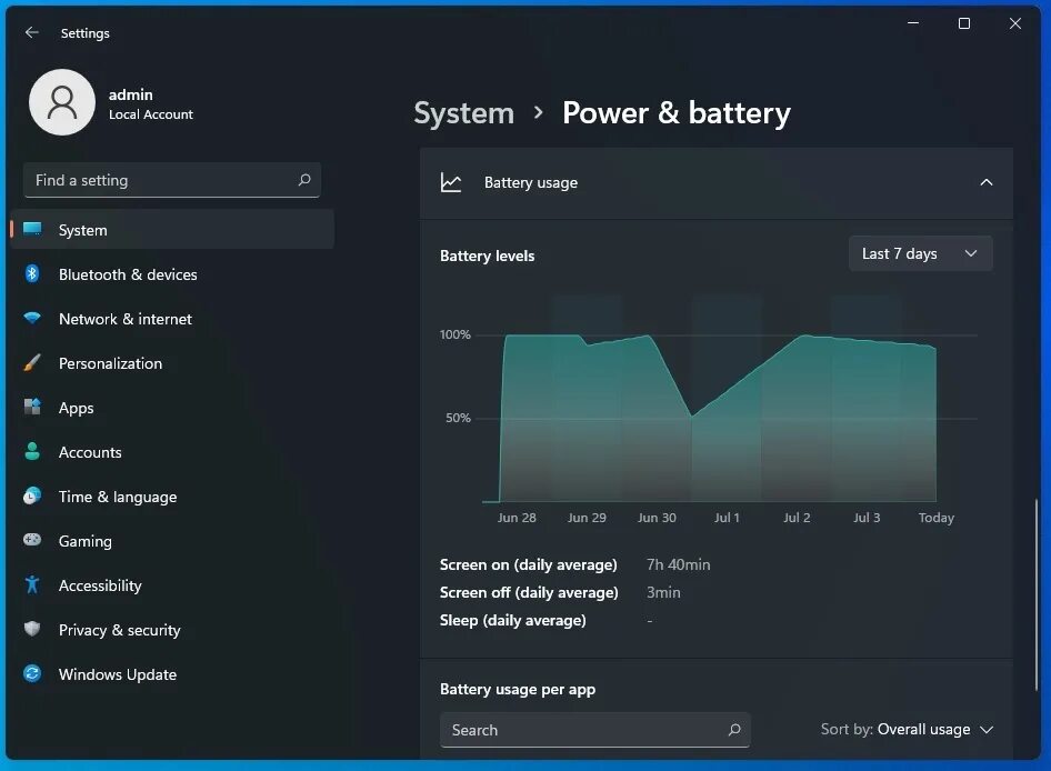 Battery settings