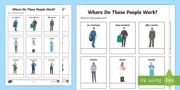 Where does he work Worksheets for Kids. Работы Worksheets. Where does jobs work for Kids. Where do they work Worksheet. Of people who do these