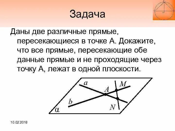 Докажите что через. Две прямые пересекаются в точке. Две прямые пересекаются в одной точке. Даны две прямые пересекающиеся в точке а. Дано две пересекающиеся прямые.