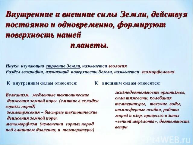 Внешние и внутренние силы. Внутренние и внешние силы земли. Внешние силы земли. Внешние силы и внутренние силы география.