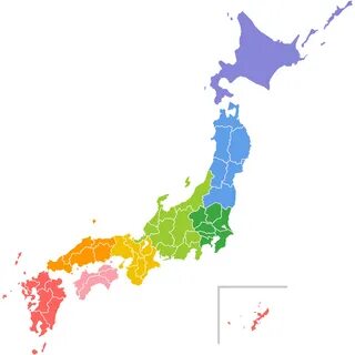 日 本 地 図 の イ ラ ス ト(地 方 区 分 色 分 け) .
