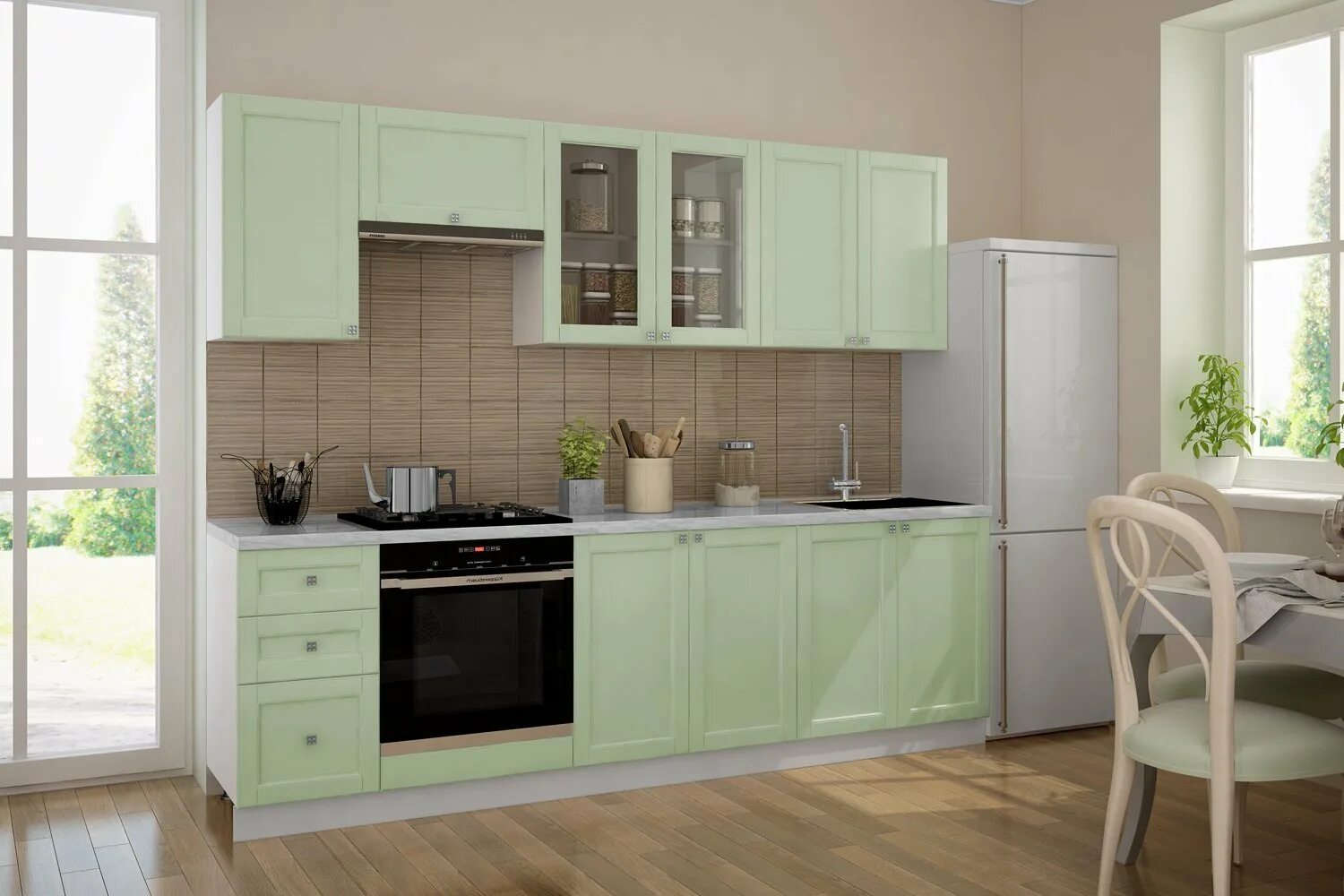 Кухонный гарнитур Hoff Лион 1,8 м 180х210х60 см, Белый, Дуб - купить в интернет-