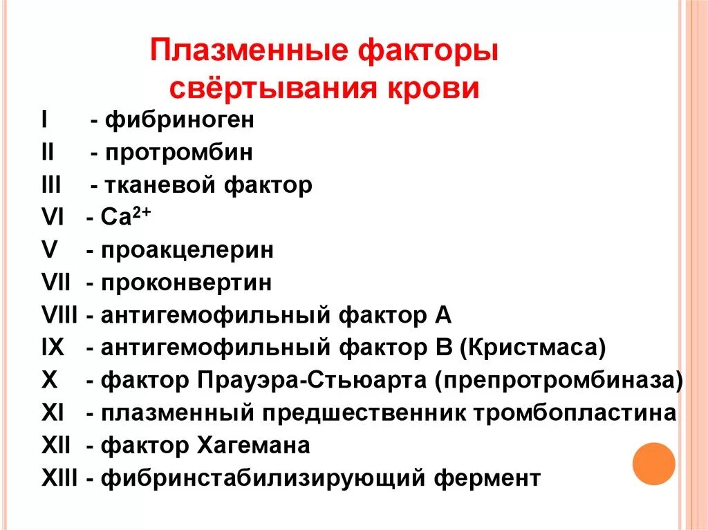 5 фактор крови. Факторы свертывающей системы крови. Плазменные факторы свертывания крови. Перечислите 4 основных фактора свертывания крови. Факторы свертывания плазмы крови.