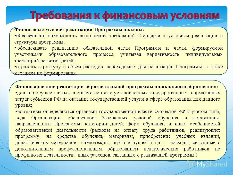Условия реализации фгос должны обеспечивать возможность. Обеспечивает требования к финансовом условиям реализация программ. Финансовые условия реализации программы. Финансовые условия реализации программы. Условия реализации.