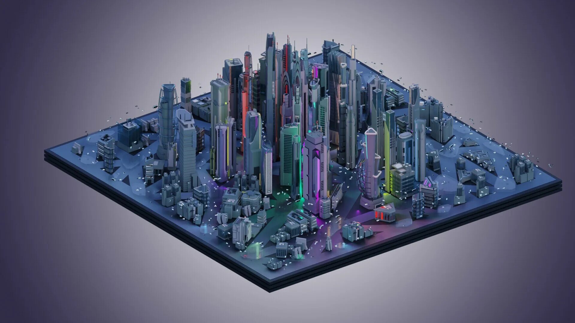 Scifi City архитектура 3d model лазер. 3д моделирование. Модель города будущего. Трехмерное моделирование.