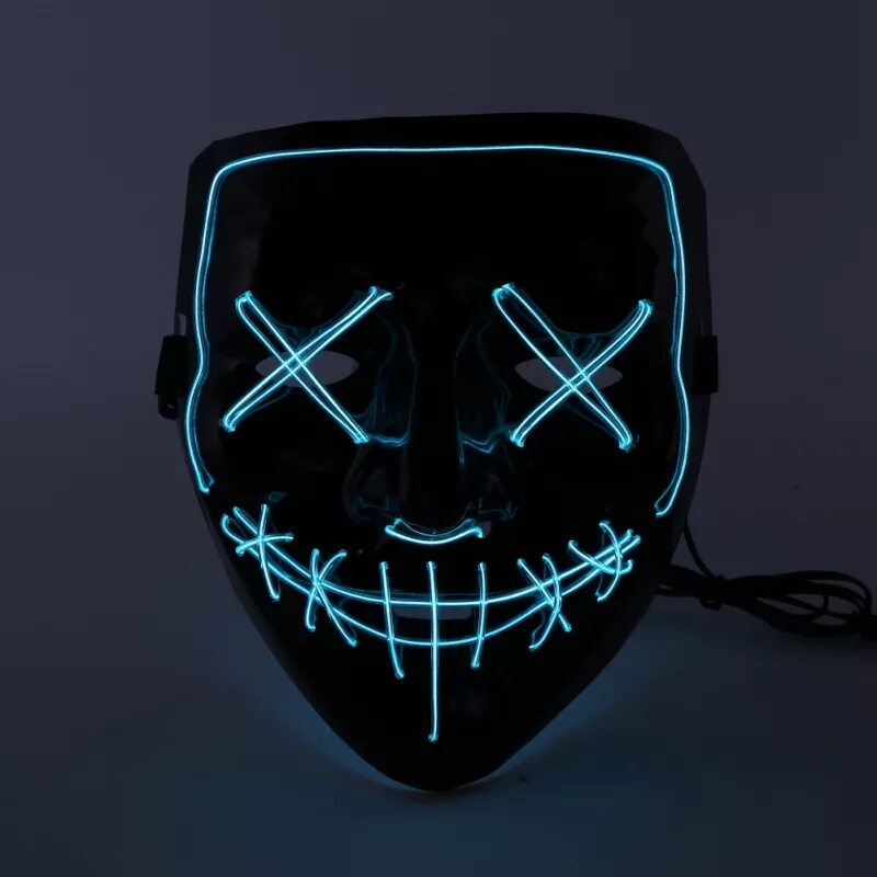 Купить светодиодную маску. Неоновая маска Судная ночь. Маска с подсветкой. Светящаяся маска хакера. Светодиодная маска.