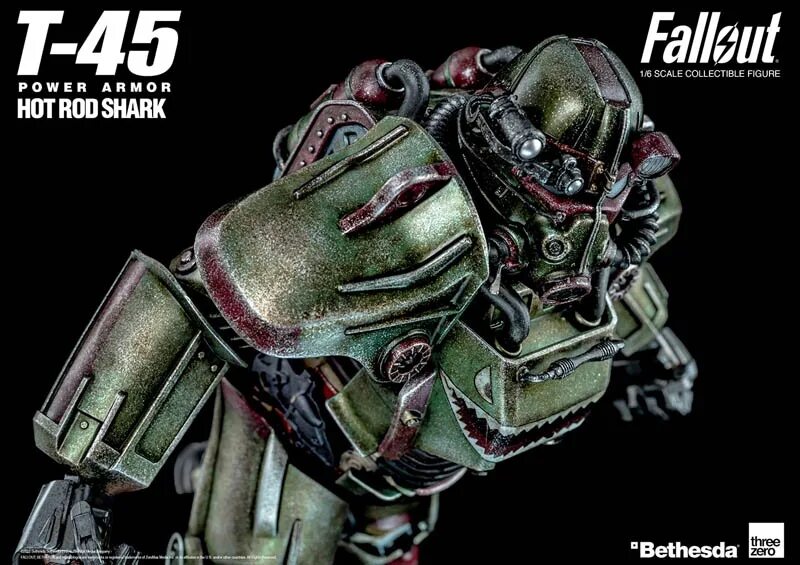 Т 45 купить. T-45 hot Rod Shark Armor Pack. Силовая броня хот род. THREEZERO Fallout. Fallout 1:6 Scale.