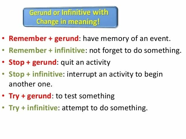 Tried gerund or infinitive. Try gerund or infinitive разница. stop try remember герундий инфинитив. stop gerund or infinitive разница. remember герундий или инфинитив.