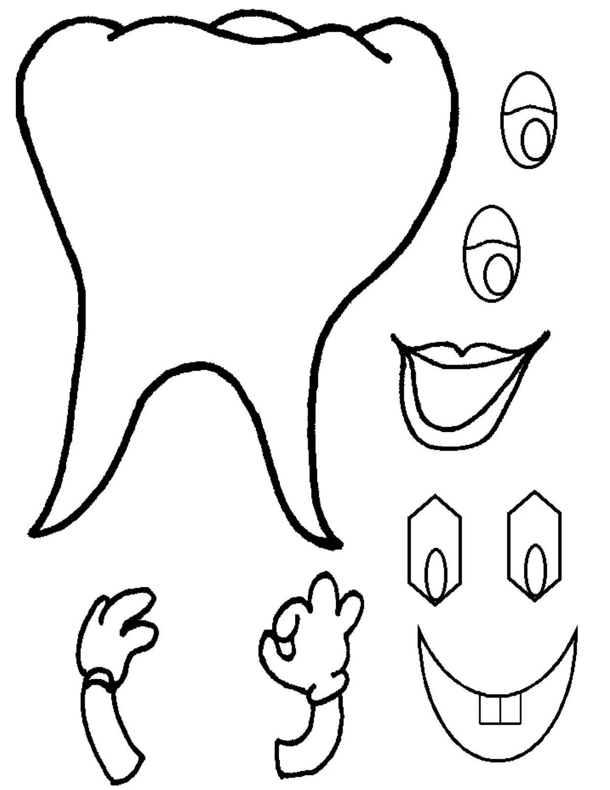 Зуб раскраска для детей. Аппликация зубы. Раскраска зуб. Шаблон зуба для аппликации.