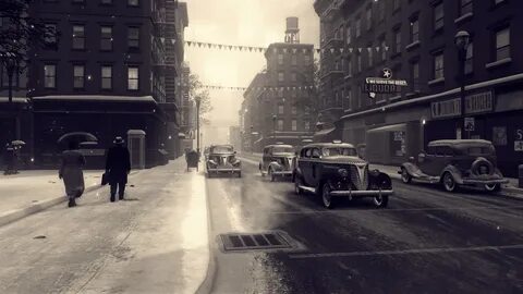 people, video games, monochrome, city, street, car, building, snow, rain, road, 