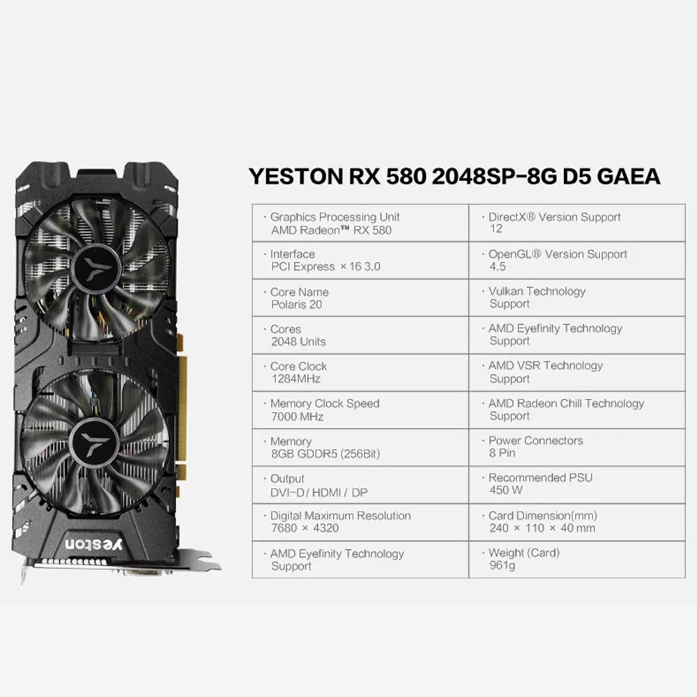 Rx 2048sp 8gb. Видеокарта Yeston rx580 4gb. RX 580 8gb d5 2048sp AMD. Yeston Radeon RX 580 GPU 8 ГБ gddr5 256bit. Yeston RX 580 8gb.