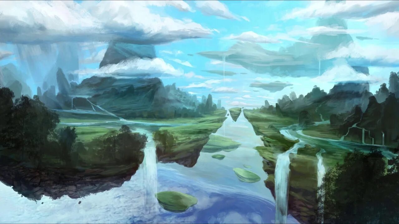 Animeverse island. Летающие острова. Фэнтези арт пейзаж. Парящие острова.