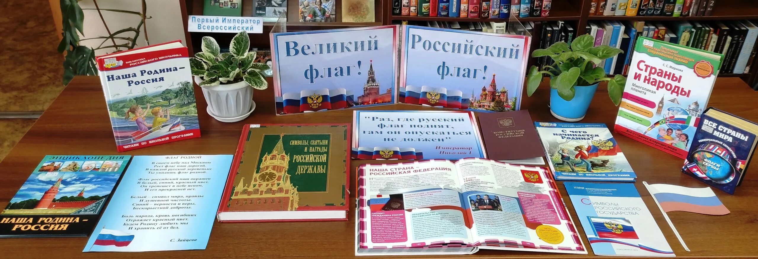 Книжная выставка ко дню государственного флага. Книжная выставка ко дню российского флага в библиотеке. официальная выставка о библиотеке о.