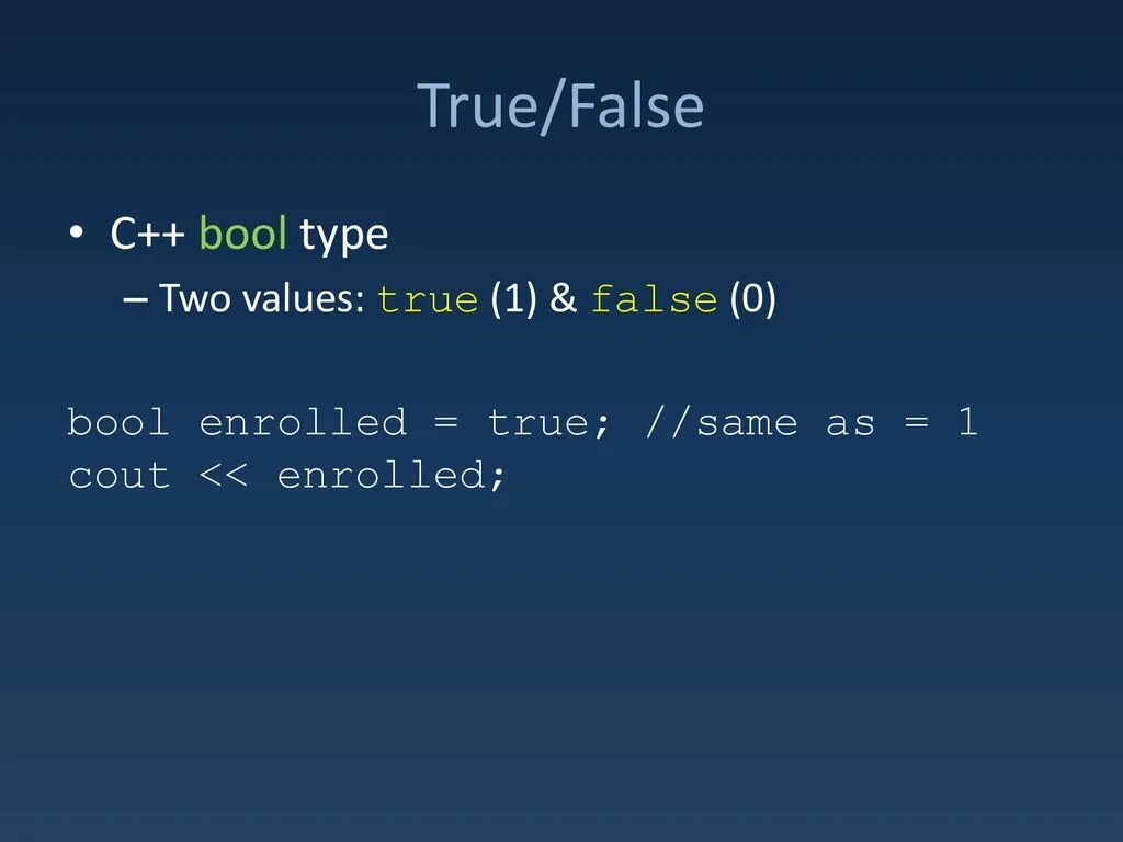 Boolean true false