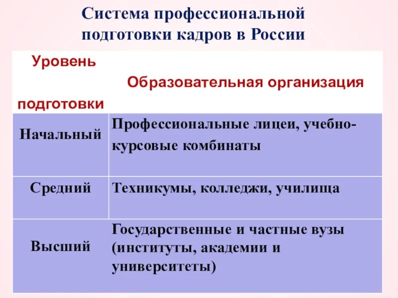 Создание системы профессионального образования