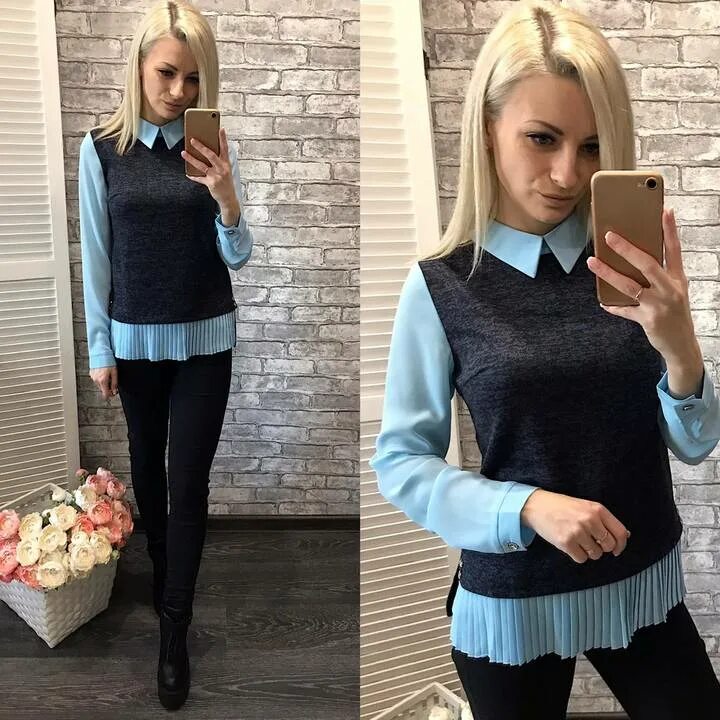 Кофты с имитацией. Джемпер обманка женский. Джемпер с имитацией блузки. Кофта обманка женская. Свитер с рубашкой обманкой женский.