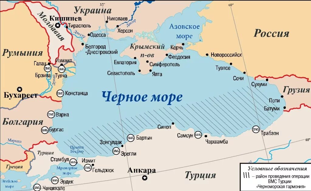 С каким морем граничит черное море