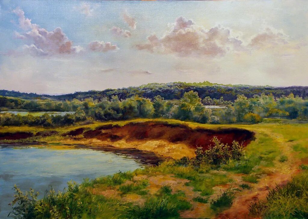 Берег реки кто автор. Лодка" 1881 г. Г. Пейзажи виктора шица. Пейзажи виктора шица.
