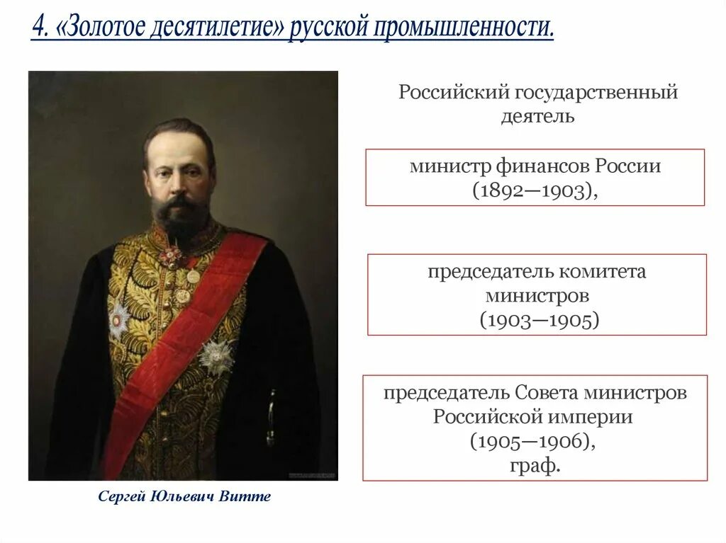 Председатель совета министров Российской империи 1905 1906. Витте министр финансов при Александре 3.