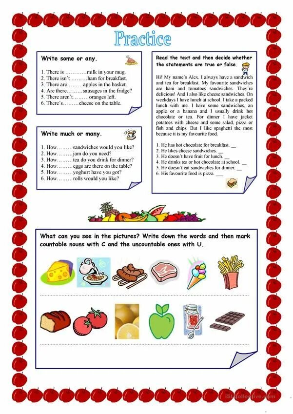 Some any much many упражнения 6 класс. Food Worksheets 5 класс. Some a an упражнения. Food 3 класс Worksheets. Задания some any food.