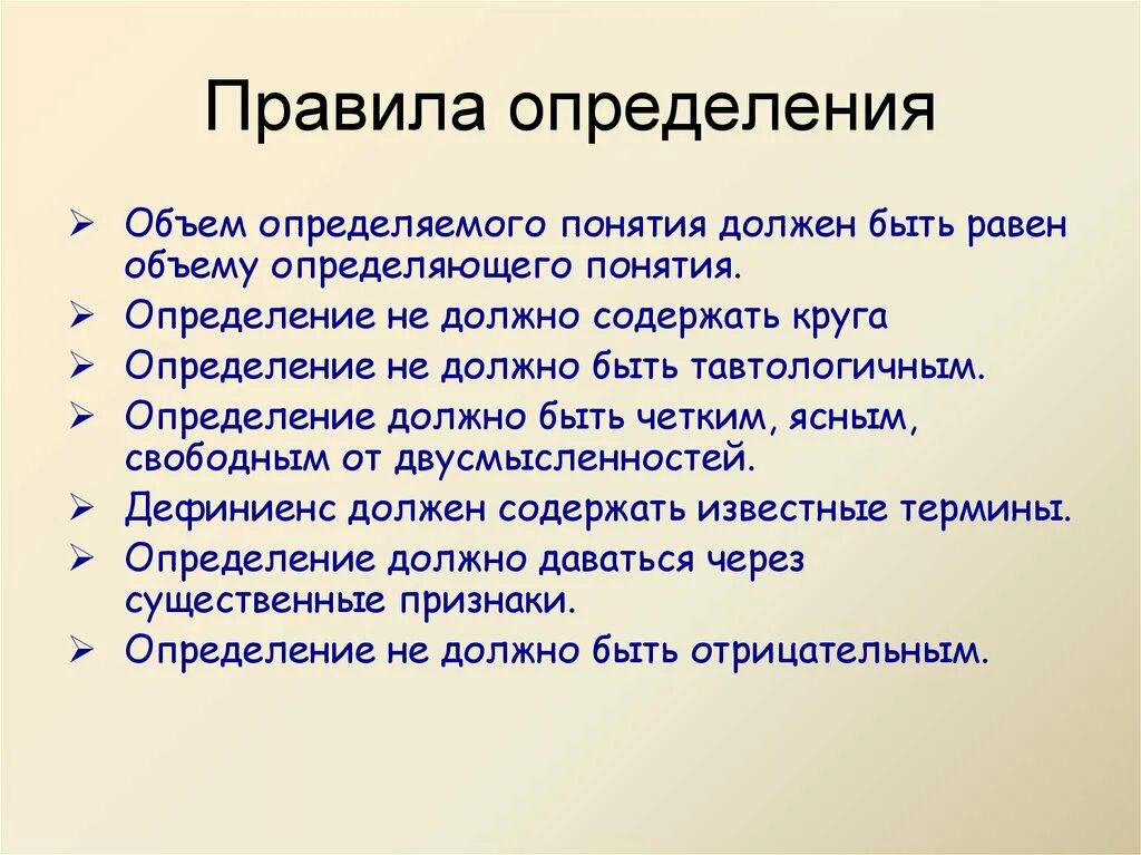 Требования отличающие. Правила определения понятий. Правило определения понятий. Правила определения в логике. Правила определения понятий в логике.