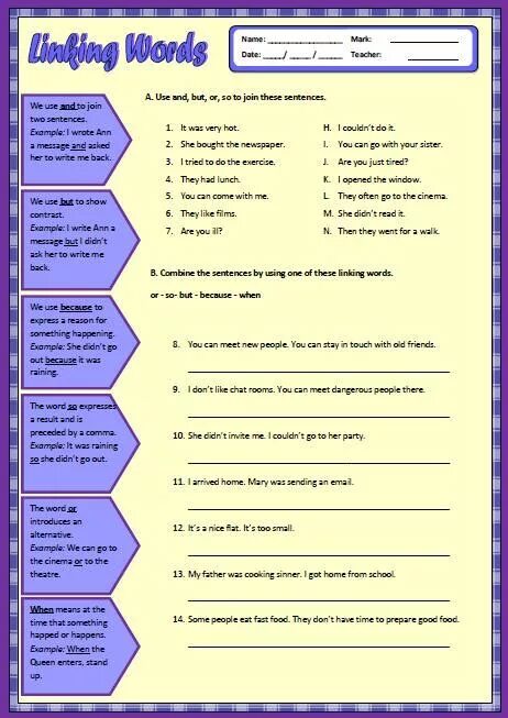 Join the sentences using the words. Linking Words в английском. Задание на linking Words. Linking Words в английском Worksheets. Linkers в английском упражнения.