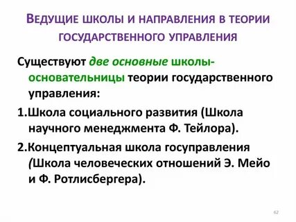 Основные научные концепции и школы