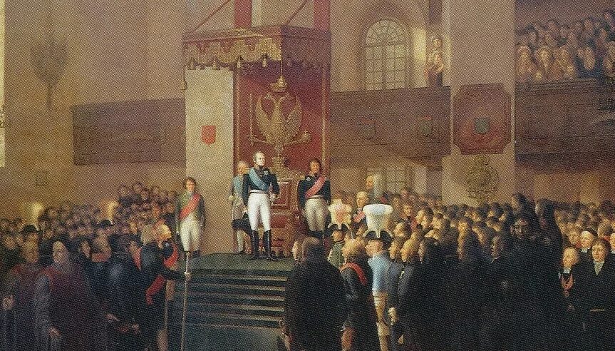 Присоединение Финляндии 1809 г. 17 Сентября 1809 Фридрихсгамский мир. Картина Боргоский Сейм 1809. Финляндия при александре 1