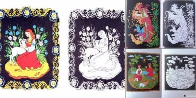 палехская роспись раскраска для детей