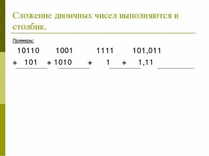 Двоичное сложение алгоритм