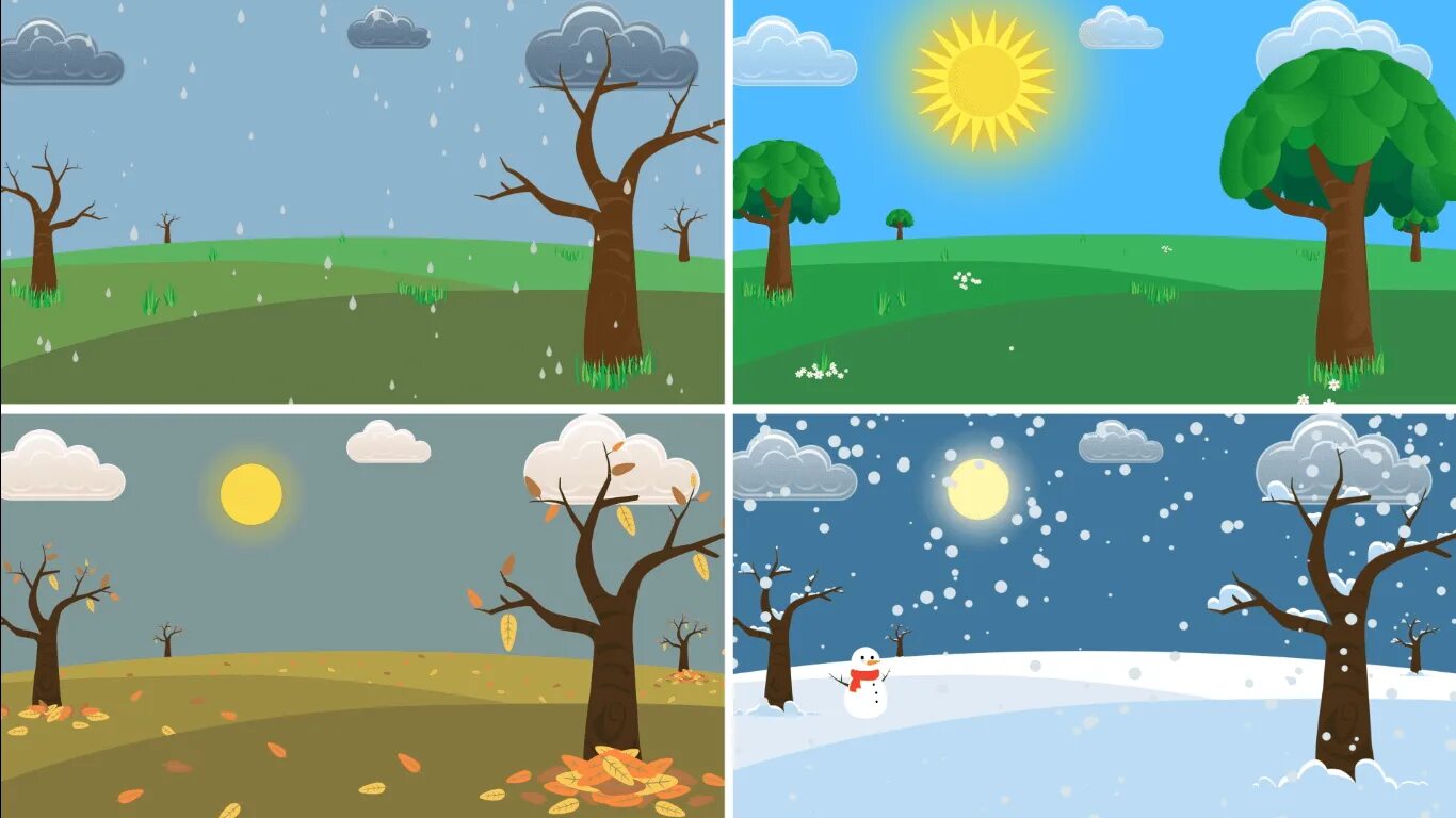 Seasons reasons. Пейзажи по временам года для дошкольников. Иллюстрации с изображением времен года. Времена года рисовать. Четыре времени года рисунок.