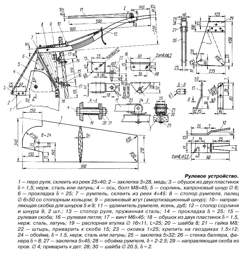 Навеска рулей. Румпель руля судна чертеж. Рулевое устройство чертеж. Руль швертбота. Устройство пера руля.