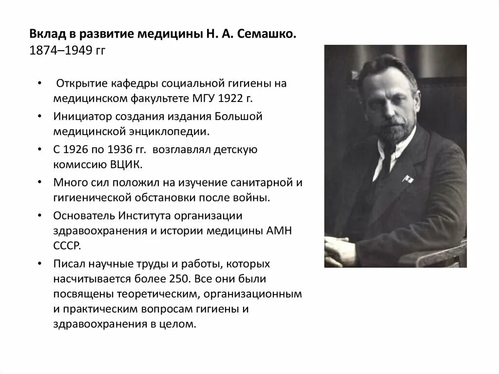 Нарком здравоохранения. Н А Семашко вклад в медицину. Н А Семашко кратко деятельность.