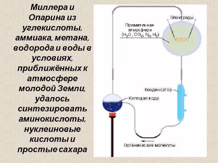 Метан водород аммиак вода. Миллера и Опарина. Сущность гипотезы Опарина и Миллера. Опыт Опарина с водой. Из земли водорода и метана.