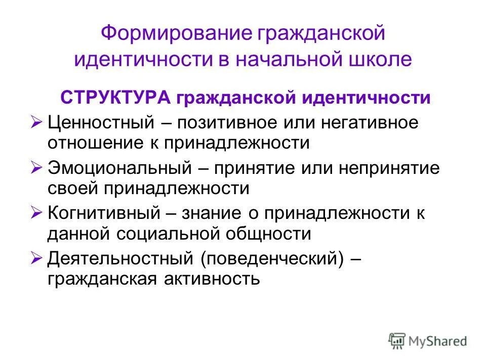 Социализация и идентичность. Формирование гражданской идентичности. Воспитание гражданской идентичности. Формирование Российской гражданской идентичности. Компоненты гражданской идентичности.